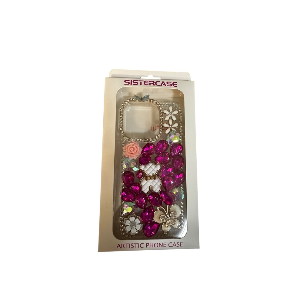 Sistercase Bling Rhinestone Phone Case Artistic Design Flowers Teddy Bear - Picture 4 of 6